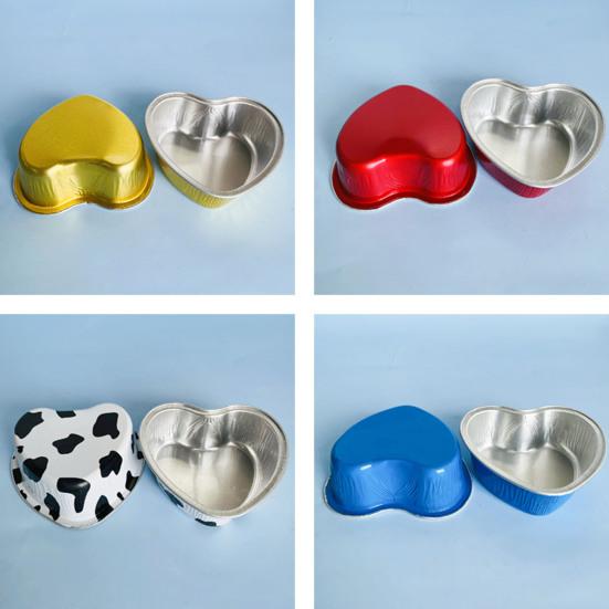 10 шт 100 мл формочки для торта в форме сердца сияющие цвета для выпечки алюминиевая фольга