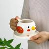 Креативная керамическая кофейная чашка, чашка для завтрака с изображением мультяшной птицы, набор кофейных чашек большой емкости для чая