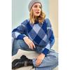 Women's Square Patterned Knitwear Sweater