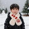 Новогодний детский шарф-бафф из искусственного кроличьего меха - Толстый, теплый, милый, унисекс, для осени и зимы