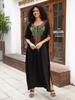 Beach Kaftans Black Embroidery Middle East Women Maxi Dresses Summer Holiday Bathing Suits