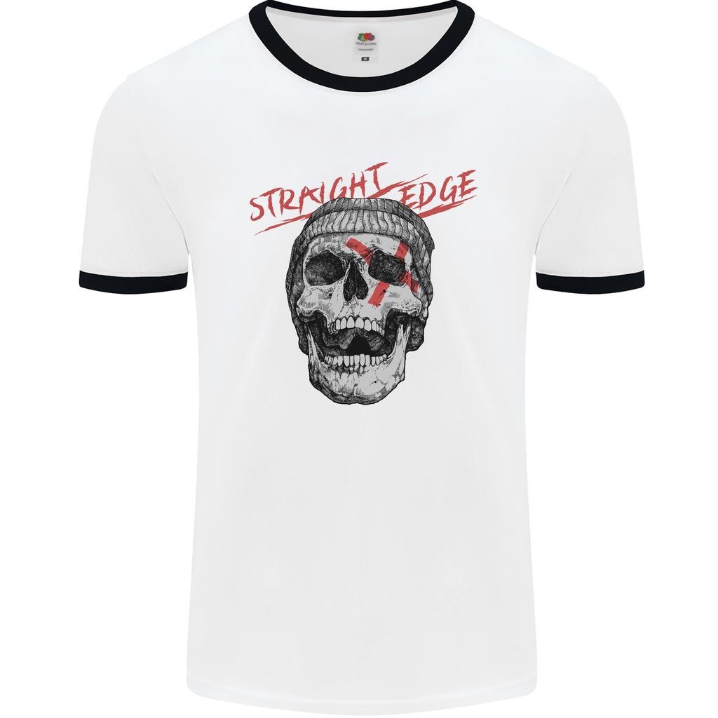 26 Straight Edge Skull Biker Motorcycle Mens Ringer T-Shirt Unisex T-Shirt