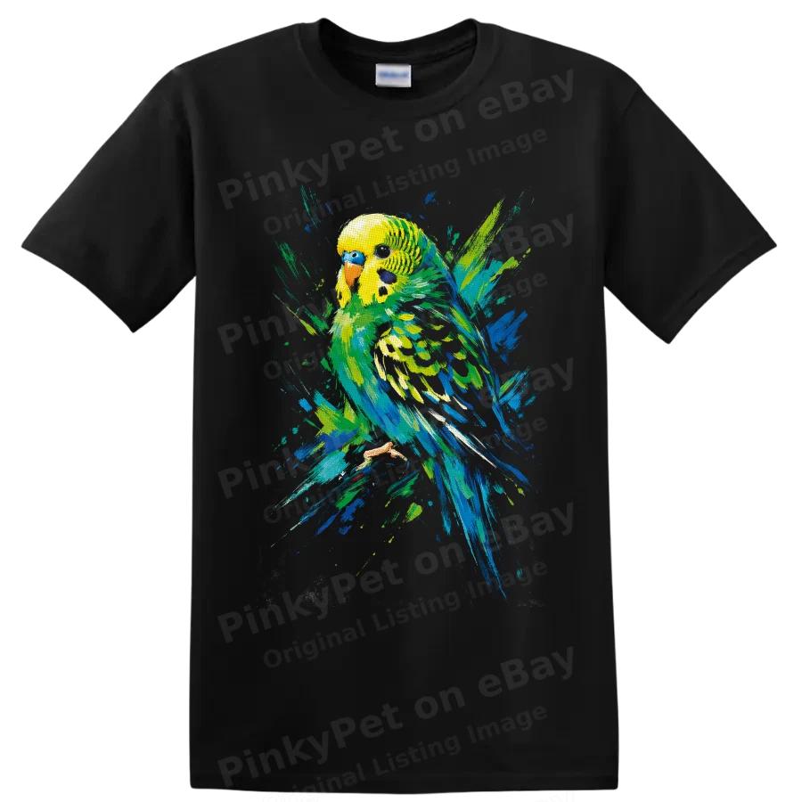 Budgerigar Parakeet T Shirt Colorful Tropical Bird Watercolor Art Tee Gift Idea