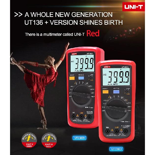UNI-T UT136B+ Digital Multimeter Large LCD Dual Display 1000V 10A AC DC Voltmeter Current Test Meter UT136C+