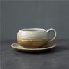 Retro Ceramic Cup Mug Style Simple Afternoon Tea Cup Creative Coarse Pottery Coffee Cup Saucer Set