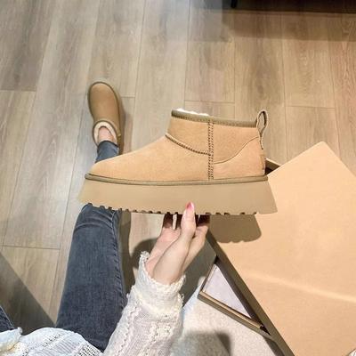 Популярные женские зимние сапоги 2025 новые зимние бархатные утепленные теплые на толстой подошве хлопковые сапоги на одной педали