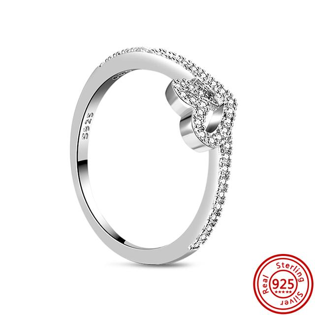 Новое весеннее кольцо с цветочным бантом и перьями, Корона клевера, сверкающее стерлинговое серебро 925 пробы, круглое кольцо, женское оригинальное европейское ювелирное украшение