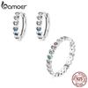 BAMOER 925 Sterling Silver Exquisite Original Colorful Heart-shaped Zircon Ring and Earrings Buckle Set for Women Fine Jewelry