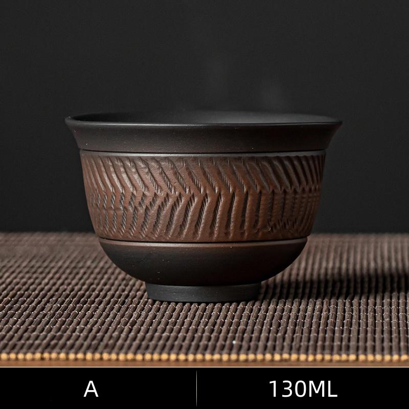 Ретро-резные чайные чашки Высококачественный керамический чайный сервиз Чашки Фиолетовая керамика Чайная чашка в стиле кунг-фу Керамика Чайная утварь Чашка для чая Маленькая чайная чашка