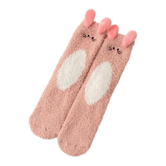 1 пара носков для сна, мультяшный дизайн с животными, утолщенные теплые зимние носки из кораллового флиса, средней длины, нескользящие, для дома, зимние