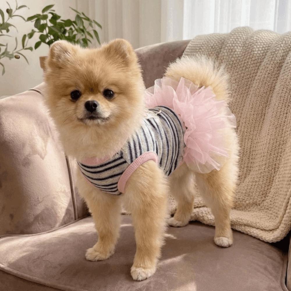 Thin Breathable Dog Cooling Vest Sweet Style Pet T-shirt Pet Strap Puff Skirt Daily Walk