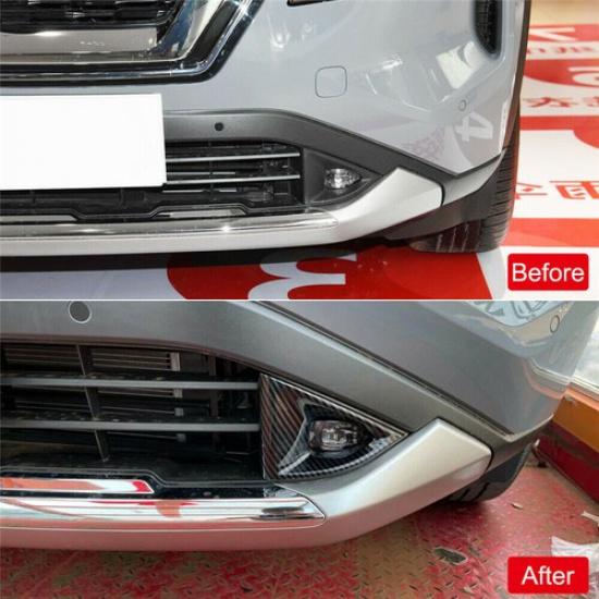 Carbon Fiber Front Fog Lamp Light Cover Trim For Nissan Rogue X-Trail 2021 2022