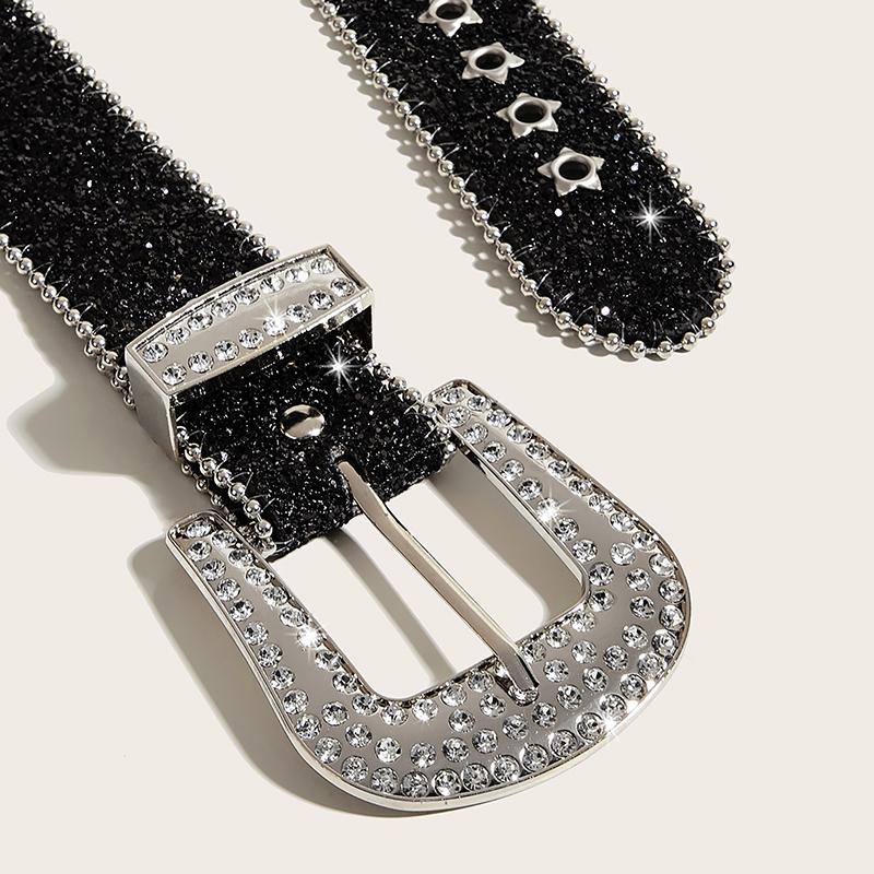 Y2K Стразы Пряжка Ремень Для Женщин Мужчин Панк Звезда Отверстие Поясной Ремень Готический Модный Индивидуальный Ремень Для Пояса Юбки Девушки-ковбоя