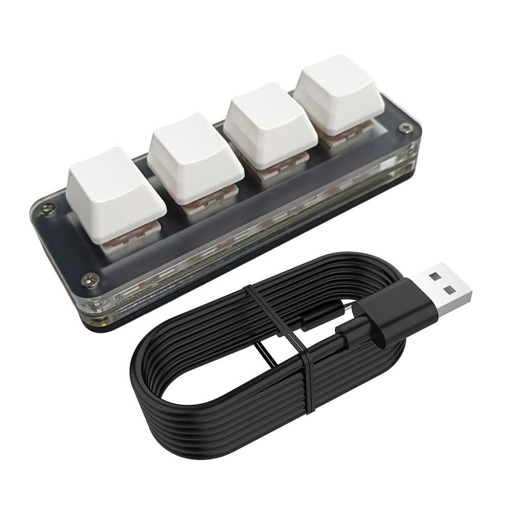 3 Key 1 Knob/4 Key Programming Macro  Knob Keyboard Red Switches Wired USB Mini Mechanical BT Keyboard Mechanical Macropad