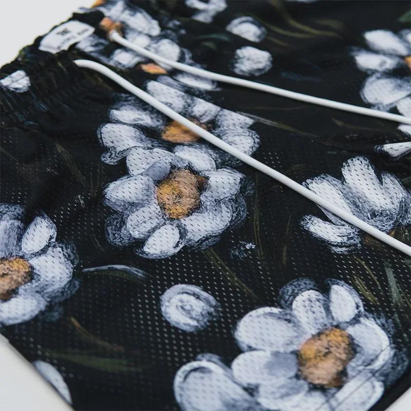 Летние баскетбольные шорты унисекс: Стиль масляной живописи, повседневная сетка, свободный крой, длина до колена