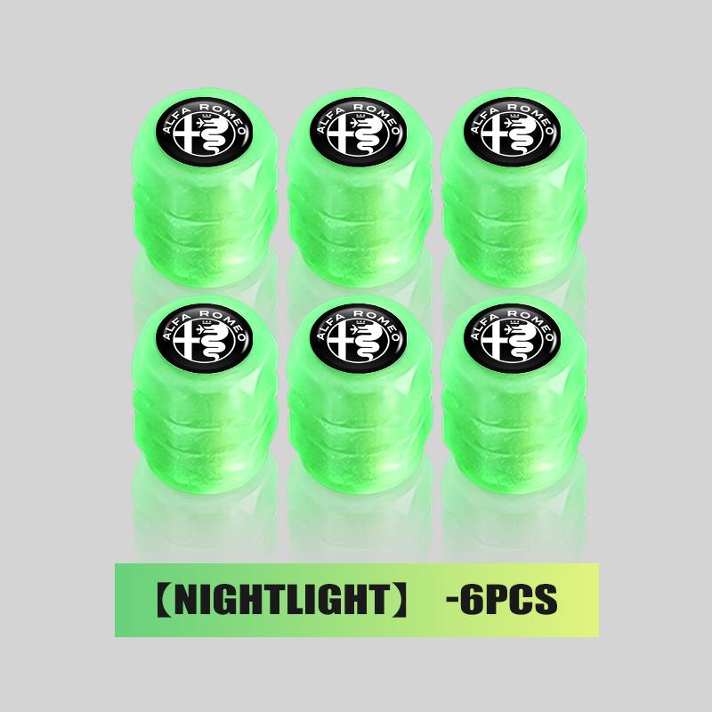 2026 Hot Sticker Luminous Car Wheel Tire Valve Caps Rim Stem Dust-proof Covers For Alfa Romeo 159 Giulietta Giulia 147 Mito 156
