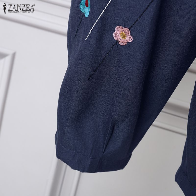 ZANZEA Женские летние капри с цветочным принтом, эластичной талией, повседневные