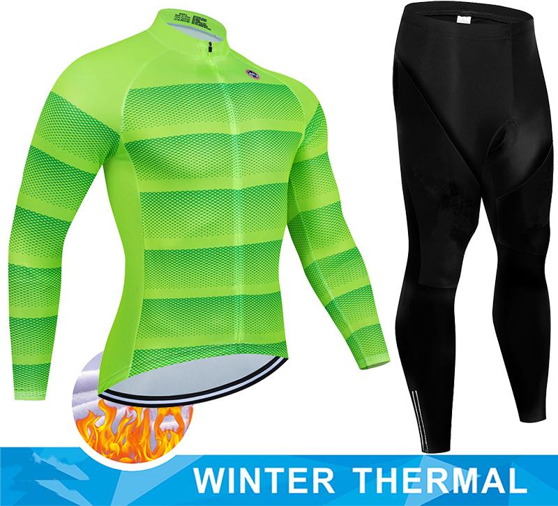 2026 Winter Fleece Warm Winter Thermal Fleece Cycling Jersey Set Man's Long Sleeves Cycling Kits Mountain Bike Jersey Road Bike Cycling Suit