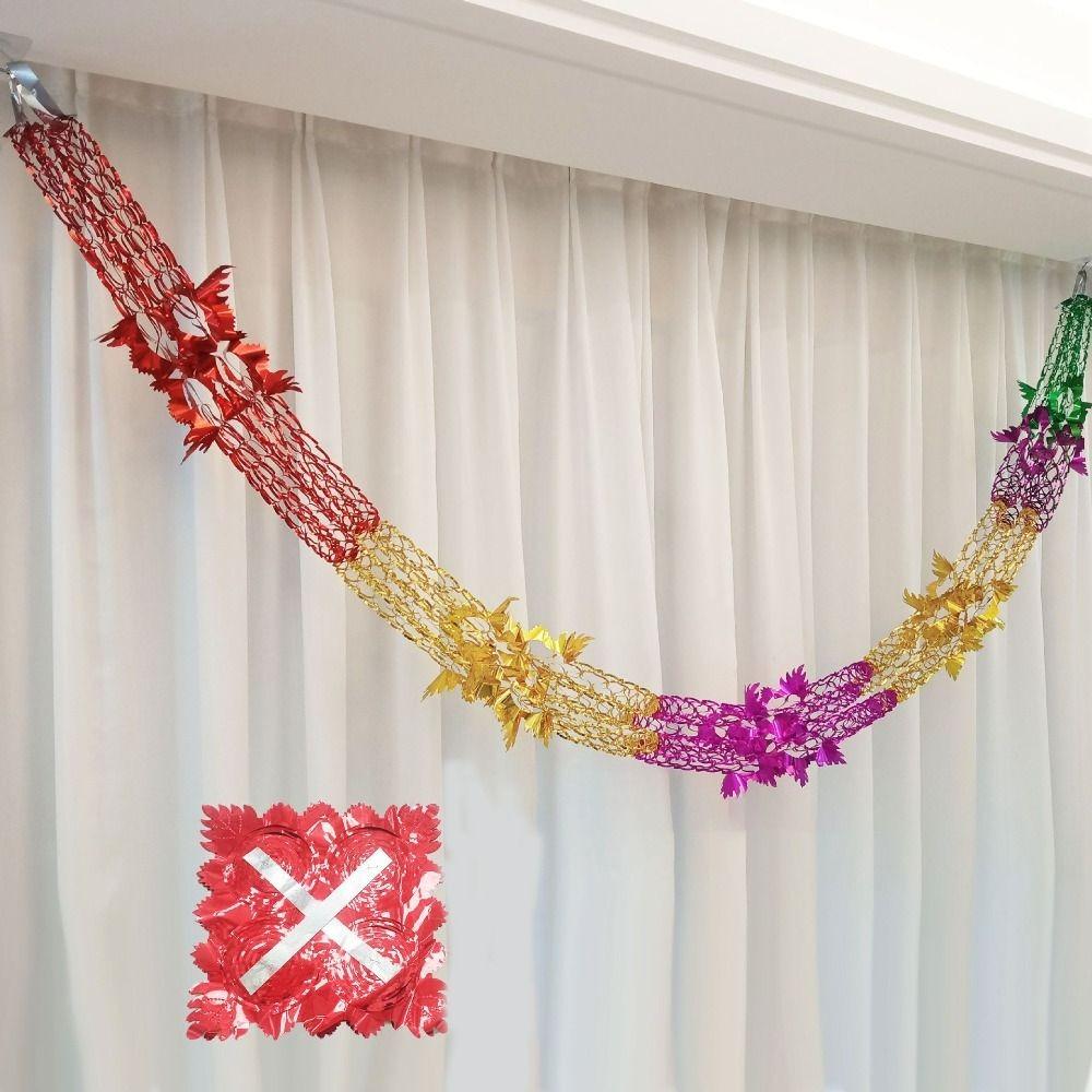 Xmas Gift Party Supplies Hanging Decoration Ceiling Wreath Metalic Foil Garland Christmas Decor