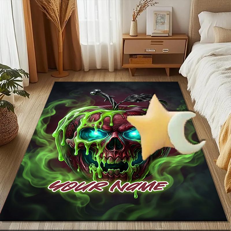 1PC Custom Name Poisonous Apple Artwork Theme Floor Mat Ideal for Living Room, Game Rooms, Office, Bedroom,Floor Mat Playful Design202