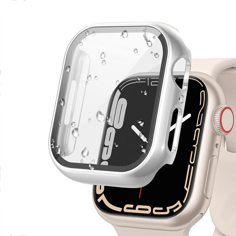 ПК Цветной Чехол для Часов Встроенное Закаленное Стекло для Apple Watch 45 мм 40 мм 44 мм 41 мм IWatch Серии 9 8 7 6 SE 5 Чехол с Покрытием