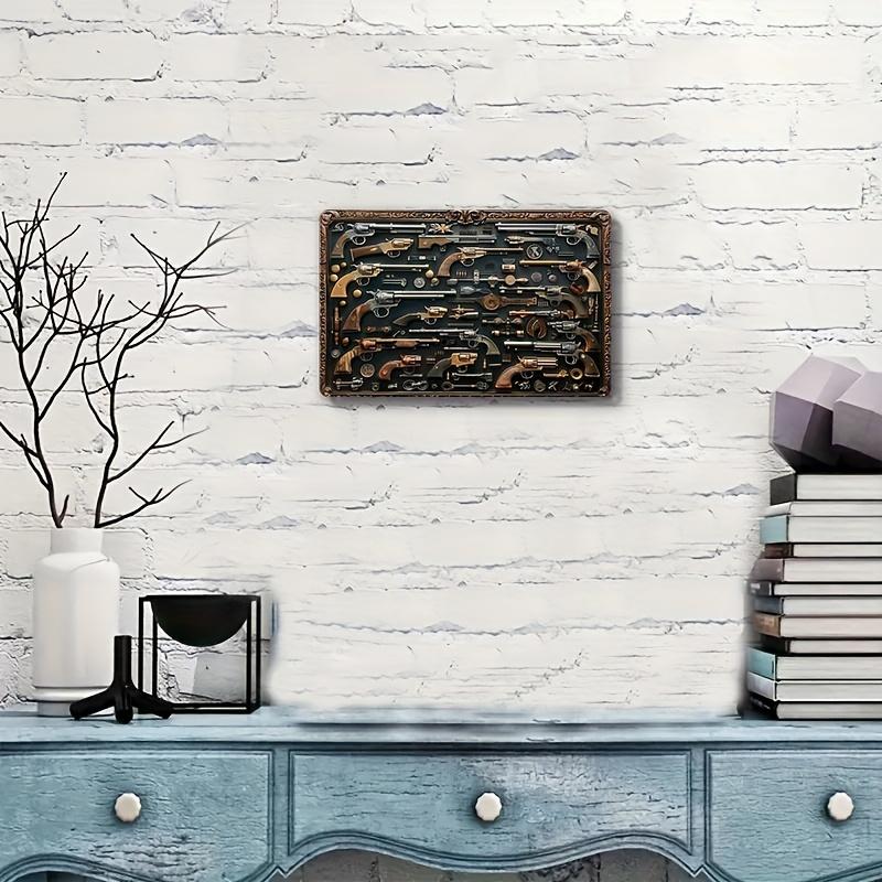 Vintage Guns Aluminum Wall Sign 8"x12" - Vintage Military Decor for Home, Living Room, Farmhouse, Door and Scene