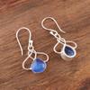 Dark Blue Cat's Eye Gemstone 925 Stamped Silver Jewelry Handmade Earrings 1.50" EE-2-46