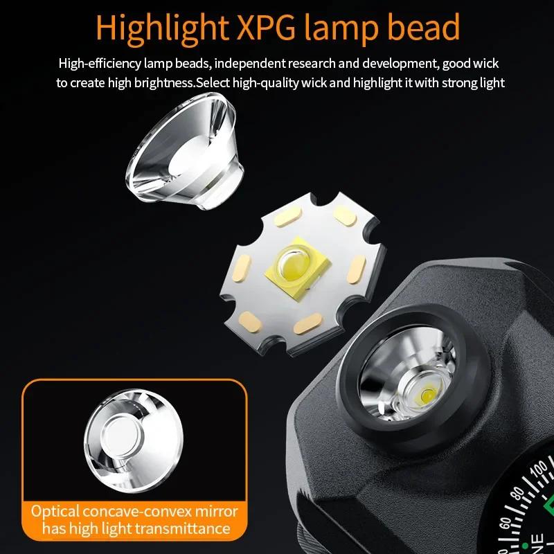 1000LM светодиодный наручный фонарь для наручных часов с компасом перезаряжаемый водонепроницаемый фонарь для кемпинга и бега на открытом воздухе