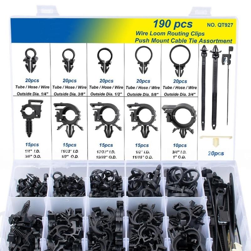 Multiple Size Reusable Nylon Cable Ties with Push in Installation for Quick Wire Organization In Office Home Setting