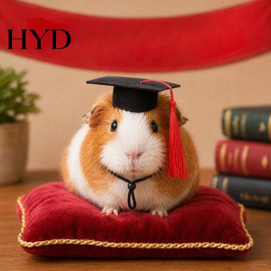 Mini Graduation Cap for Pets Caps with Red Tassel, Small Animal Bachelor Hat, Turtle Hat Adjustable Pet Photo Props, Cat Dog Holiday Costume