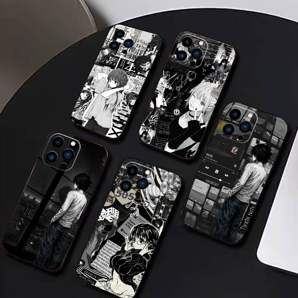 Аниме Обои Чехол для Телефона Для iPhone 16,15,14,13,12,17,Pro Max,Plus Силиконовый Черный Чехол