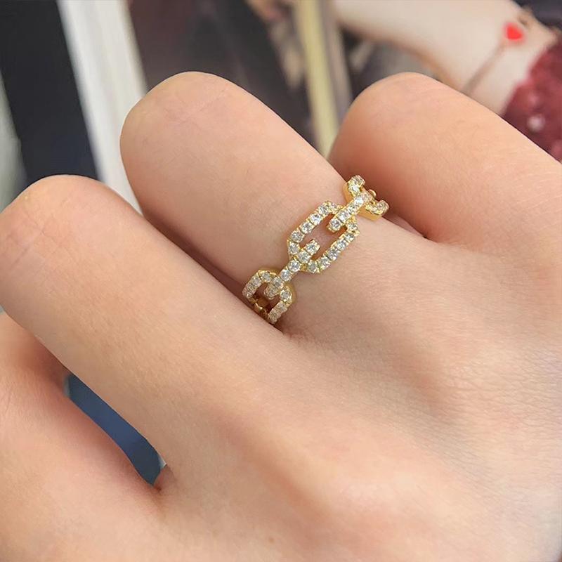Huitan Fashion Linked Design золотые кольца с полным покрытием из кубического циркония Bling Bling женские аксессуары модные кольца ювелирные изделия