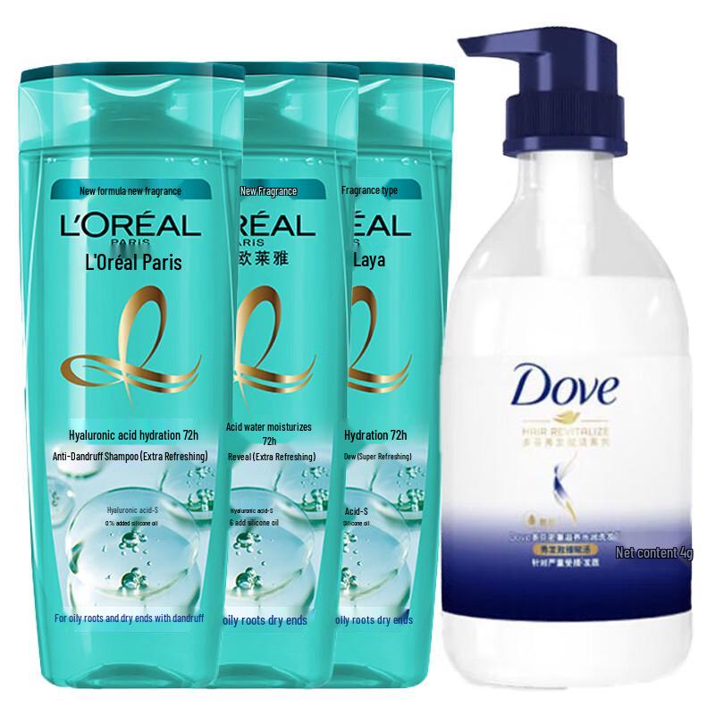 DOVE Питательное молочко для душа и шампунь L'Oreal против перхоти (набор)