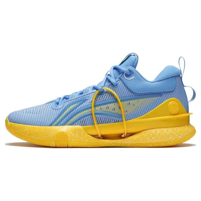 Li Ning Speed 8 Премиальная амортизация Нескользящая Износостойкая Низкие Баскетбольные кроссовки Мужские Сине-желтые ABAS015-7
