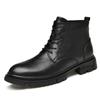 Men High-top Boots Tooling Leather Shoes British Style Lace Up Boots Large Size Non-slip Trendy All-match Fashion Outdoor Boots
