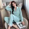 Xiaohongshu popular 1011 new spring and autumn long-sleeved thin lace sweet ice silk two-piece loungewear