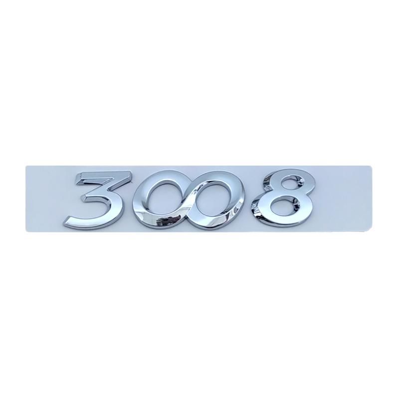 3d ABS Chrome Black Logo 3008 2008 4008 5008 Emblem Number Letters Nameplate WQPOK5 Sticker Car Trunk Badge Adhesive Decal Accessories