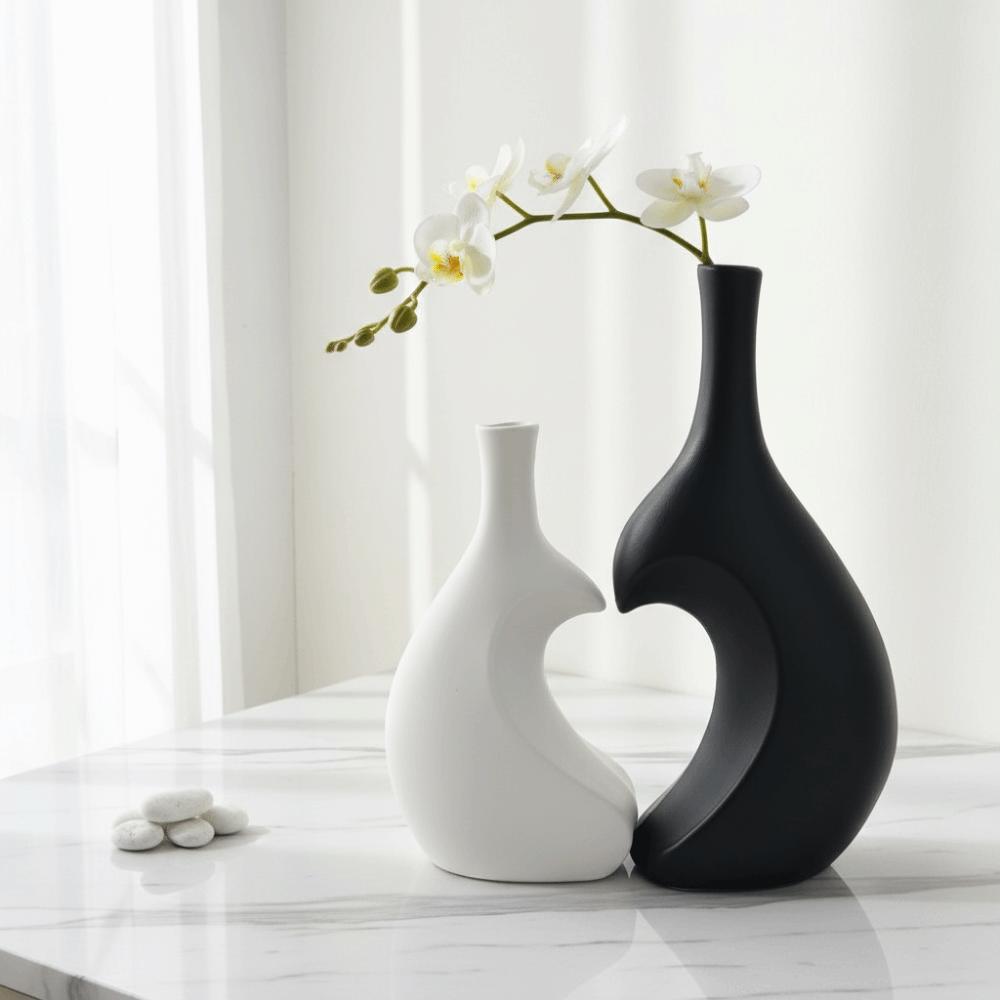 A Set Elegant Irregular Shape Vase Heart-Shaped Water Cultivation Vase Modern Ceramic Vase