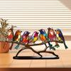 Stained Acrylic Birds On Branch Desktop Ornaments, Double Sided Multicolor Style Birds Craft Statue Desktop Ornaments