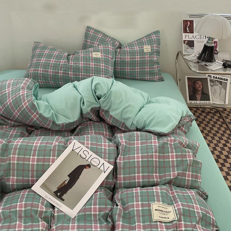 Ins Style Комплект постельного белья в скандинавском стиле, одинарный, двойной, плоский лист, пододеяльник, наволочка, мягкая микрофибра, полный размер Queen Size, постельное белье