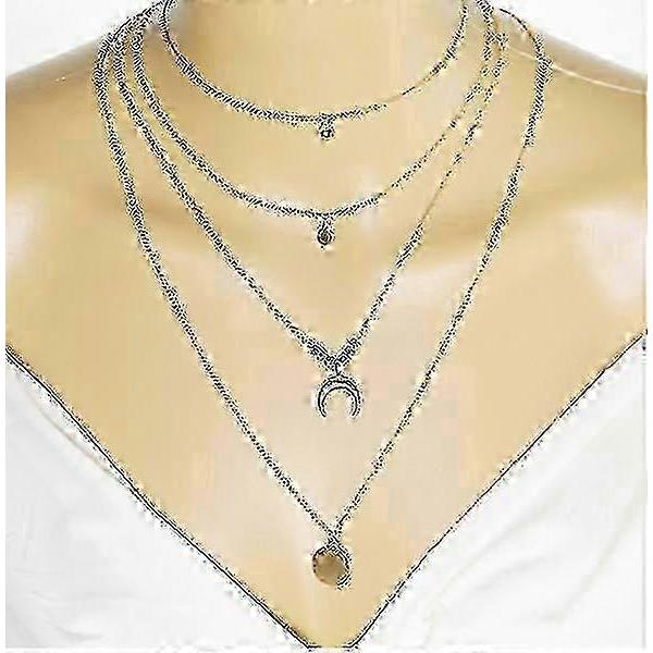 2025 Sun And Moon Necklace Layered Pendant For Women And Girls
