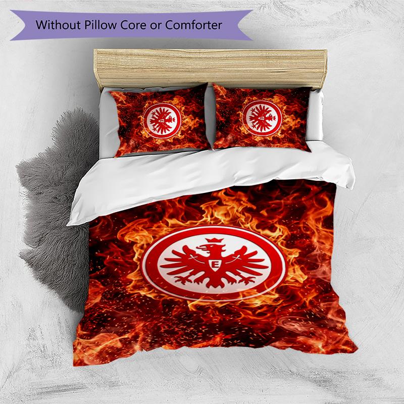 Eintracht Frankfurt Football Printed 3 Pieces Bedding Set, Comfortable Skin Friendly Bedroom Duvet Cover Set