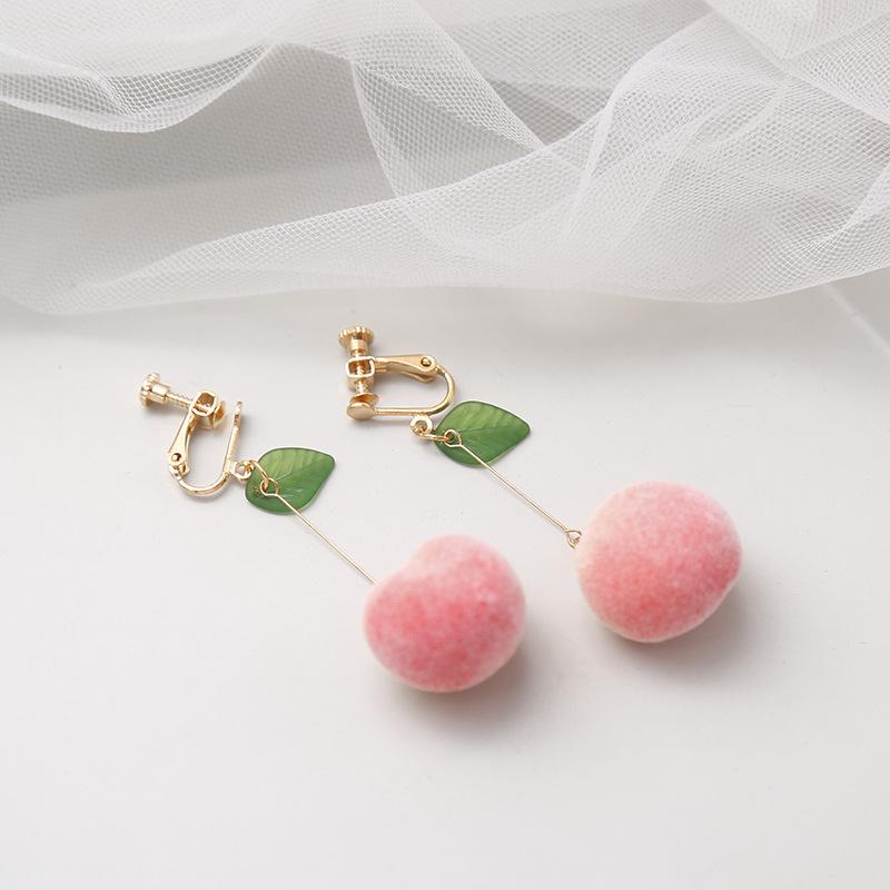 Персиковые серьги Симпатичные розовые персиковые серьги для девочек без сережек с пирсингом