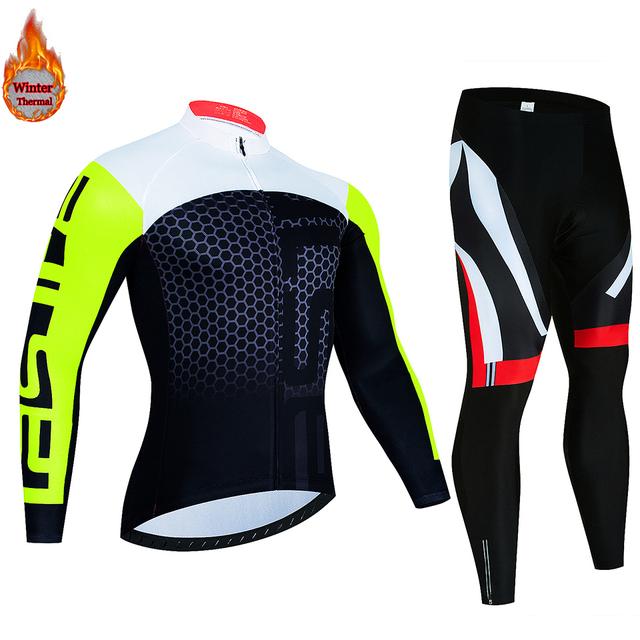 Зимний комплект для велоспорта 2023, мужские теплые велосипедные майки с длинными рукавами, уличная одежда для езды на велосипеде, одежда для велоспорта MTB, комплект нагрудников и штанов