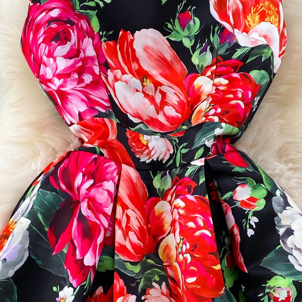 Юбка-жилет в стиле ретро в европейском и американском стиле. Высококачественное легкое роскошное платье трапециевидной формы с круглым вырезом и талией без рукавов.