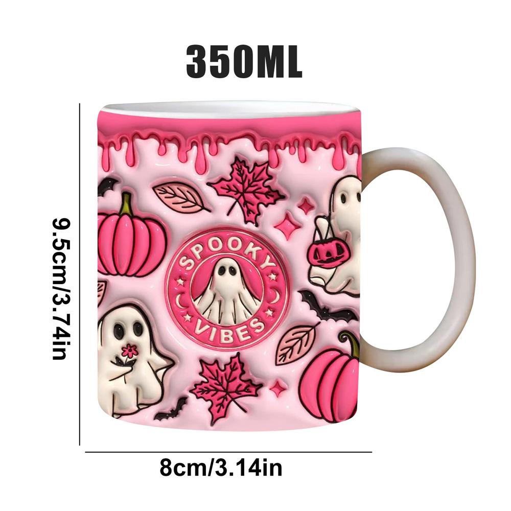 Spooky Ghost Pumpkin Coffee Mug Halloween Goth Occult Witch Ceramic Tea Milk Mug Outdoor Work Camping Cups And Mugs
