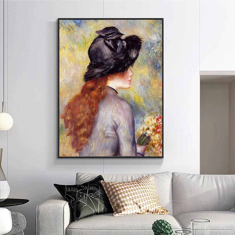 Репродукция холста с изображением девушки в шляпе, скандинавские постеры и принты, настенные художественные картины для декора стен гостиной, Cuadros