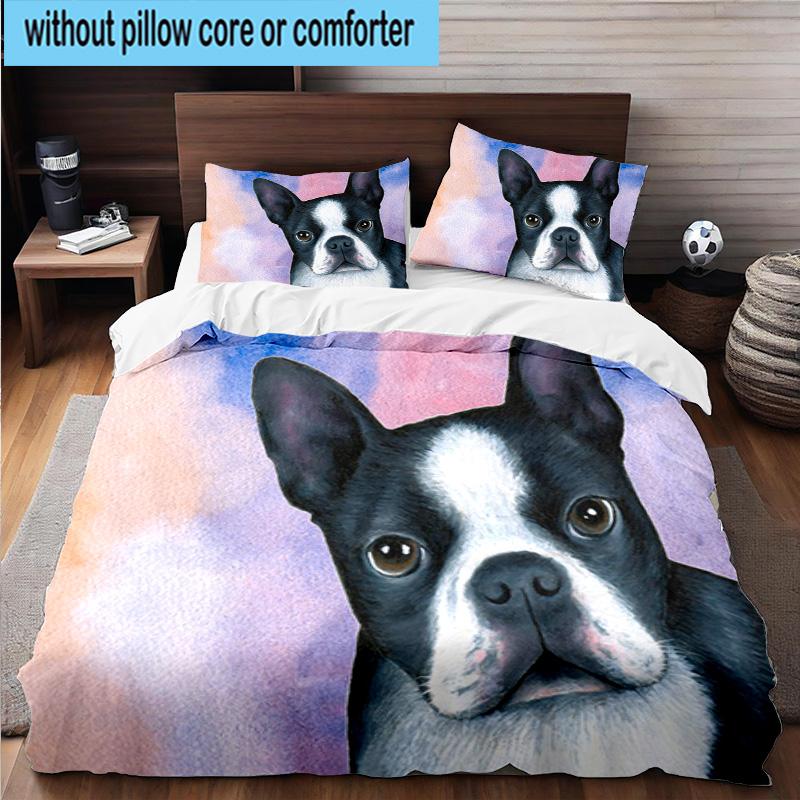French Bulldog 3pcs Bedding,Including 1pc Duvet Cover And 2pcs Pillowcases Perfect for Christmas,Ideal for Bedroom, Dormitory