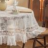 Белая кружевная вышитая круглая скатерть, цветочный узор, винтажный шарм для столовой, спальни, кафе, декор для вечеринки