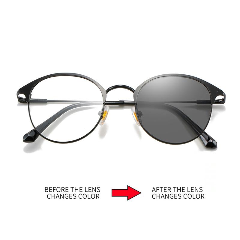 Очки с круглой оправой в простом стиле, металлическая оправа, полная оправа, оправа-бровь, простые очки, меняющие цвет, очки с защитой от синего света, женские